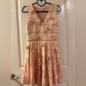 Michael Kors Women’s Blush Pink Floral Appliqué Lace Dress Size 2